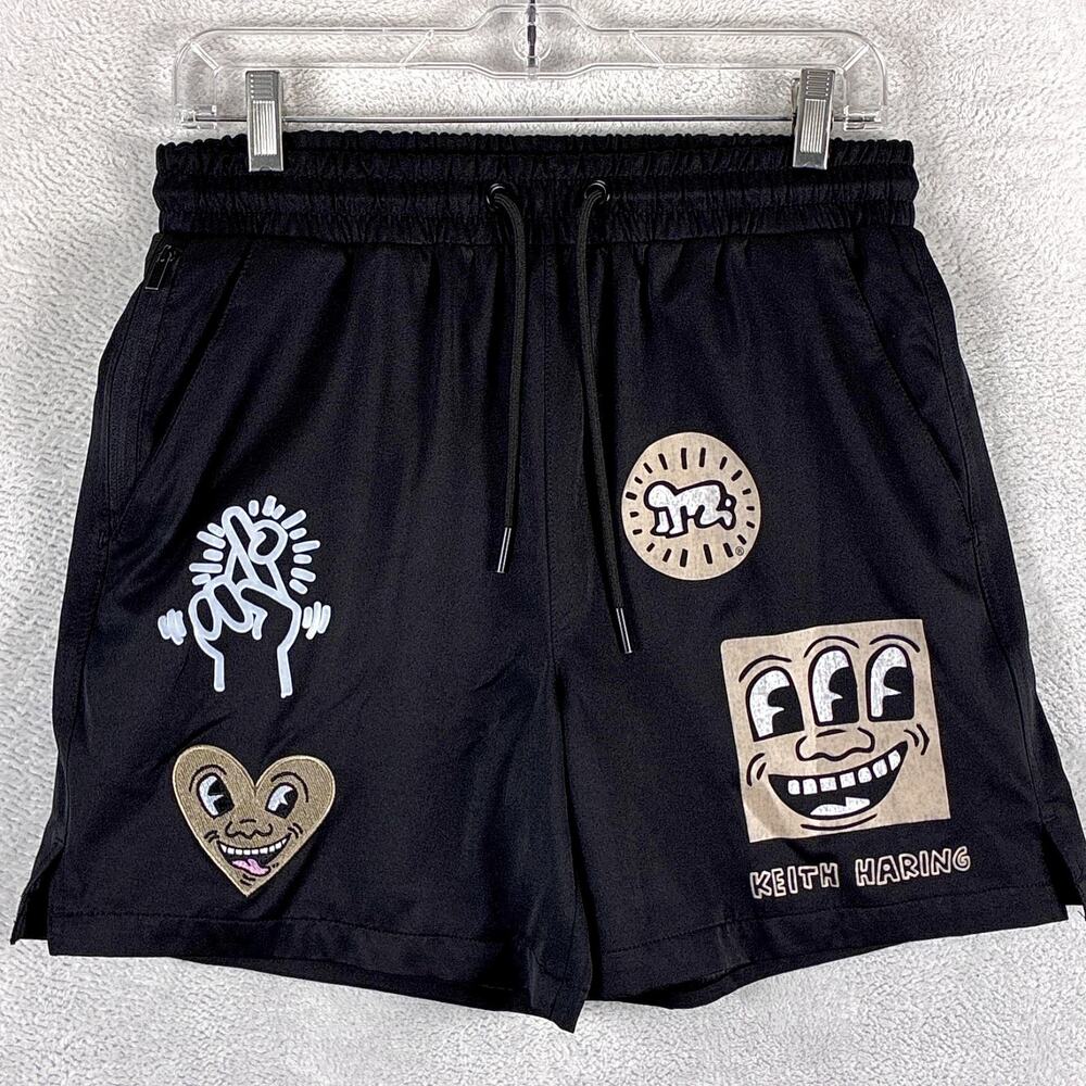 Keith Haring x Shoe Palace Shorts Mens S Black Graffiti NYC Pop Art 80s 90s